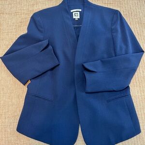 Anne Klein Deep Navy Executive Open-Front Blazer